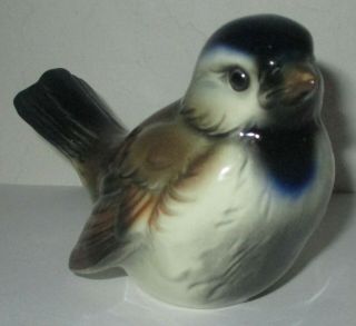 Vintage Goebel Hummel Sparrow Chickadee Bird Figurine Cv73 W Germany Blue Brown