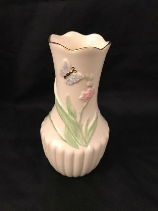 Lenox China Butterfly Vase Ivory Fine China 24 Karat Gold Small Petite Floral