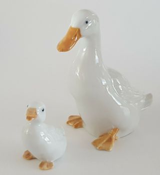 Vintage Ceramic Goose And Gosling Figurines Mother And Baby Set Of Two (2)