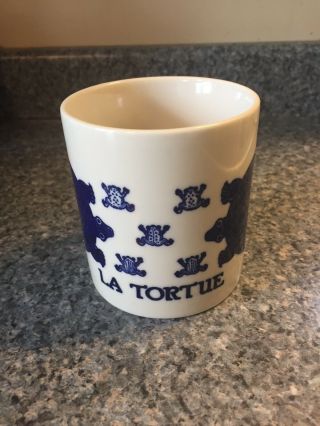 Vintage Taylor NG 1979 La Tortue Turtle Toad Frog Coffee Mug Cobalt Blue Japan 2