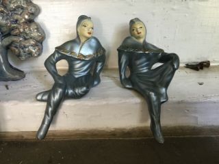 Vintage Mid Century Coventry Ware Chalk Figurine,  Man And Woman ? Shelf Sitters