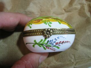 Egg Shaped Decor Main France Painted Bird Singing in Garden Hinged Trinket Box 2