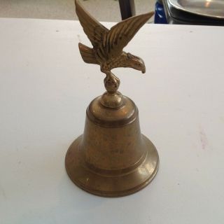 Vintage Brass Bell With Flying Eagle On Top,  Deep Rich Bell Tones