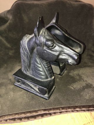 Vintage 1954 Heavy Cast Iron Horse Head Stallion Virginia Metalcrafters Bookends