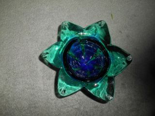 Blue And Green Heavy Glass Candle Holder