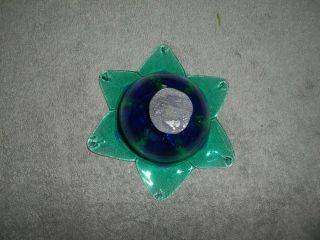 BLUE AND GREEN HEAVY GLASS CANDLE HOLDER 2