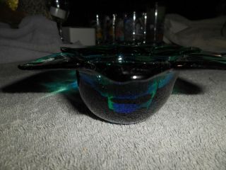 BLUE AND GREEN HEAVY GLASS CANDLE HOLDER 3