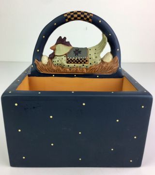 Williraye Studio Folk Art Chicken on Nest Decorative Basket Storage Display NIB 2