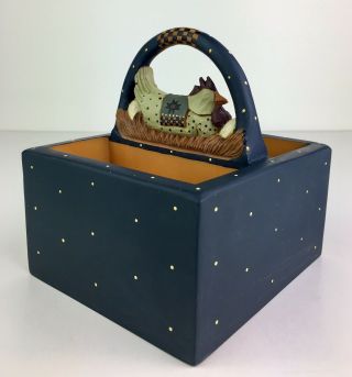 Williraye Studio Folk Art Chicken on Nest Decorative Basket Storage Display NIB 3