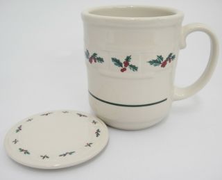 Longaberger Holly Woven Traditions Mug And Coaster Pottery Usa Very Good