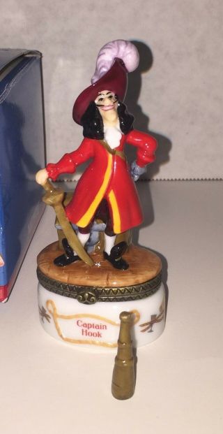 Captain Hook Hinged Trinket Box Disney Peter Pan With Telescope And Box