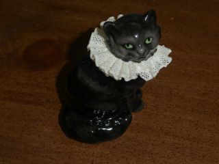Tfm Franklin Curio Cabinet Cat Figure Black With White Lace Collar