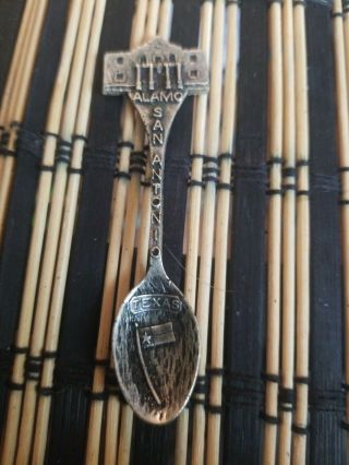 Gish Pewter Souvenir Spoon Alamo San Antonio Texas Vintage