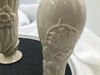 Lenox set of 3 Ivory Rose Bud Vases pre - owned 2