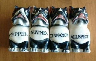 Vintage Boston Terrier Bulldog Spice Shakers - Set Of 4 - Made In Japan
