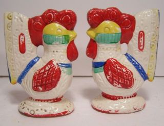 Vintage Lego Tribal Roosters Salt And Pepper Shakers Japan Food Cook Spices