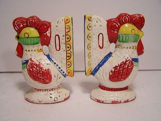 Vintage Lego Tribal Roosters Salt and Pepper Shakers Japan food cook spices 2