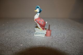 Beatrix Potter Figurine Jemima Puddleduck On Book 1995 Resin Nursery Duck