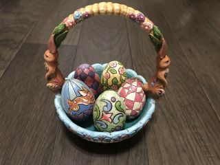 Jim Shore 2006 Finding Joy Hunting Eggs Basket Easter Bunny Rabbit 4007945