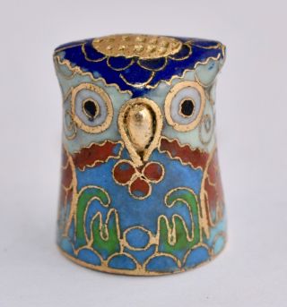 Cloisonne Thimble - Figural Owl Thimble