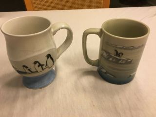 Otagiri Coffee Tea Mug (set Of 2) Penguins Blue - Japan Hand Crafted - No Damage