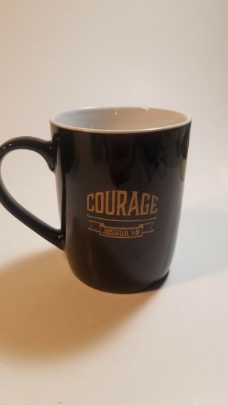 Courage Bible Verse Coffee Mug.  Joshua 1:9 Solid Black Color,  Gold Lettering