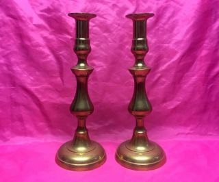 Pair Vintage Solid Brass Candlesticks,  11 1/4 " ” Candle Holders Taper -