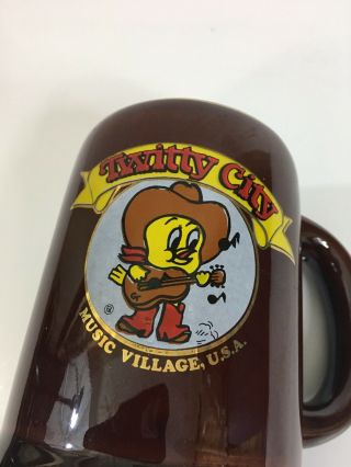 Vintage Twitty City Music Village USA Brown Pottery Ceramic Mug 3