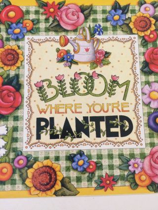Mary Engelbreit “Bloom Where You Are Planted” Metal Wall Art Plaque 9.  5” Square 2