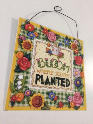 Mary Engelbreit “Bloom Where You Are Planted” Metal Wall Art Plaque 9.  5” Square 3