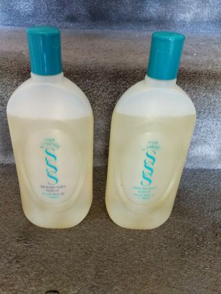 2 Vtg Old 16 Oz Bottles Of Avon Skin So Soft Bath Oil