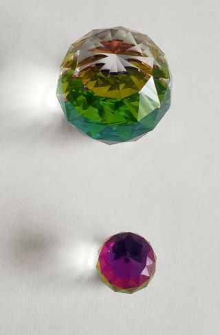 Swarovski Crystal Ball Paperweight With Color 30mm,  Bonus 15mm