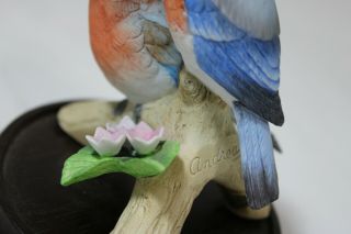 VINTAGE ANDREA BY SADEK BLUE BIRDS ON A BRANCH SIGNED & PEDESTAL 6