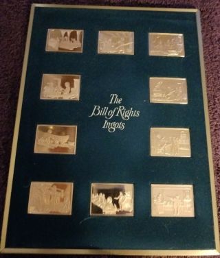 1975 Franklin Bill Of Rights 5,  000 Grains Bronze Ingots Set Plaque Book 2