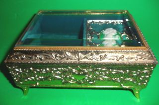 Vintage San Francisco Music Box Brass Jewelry Box Cameo Paganini Theme