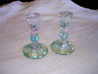Partylite Mardi Gras Taper Retired Candle Holder Jeweled Purple Green Blue