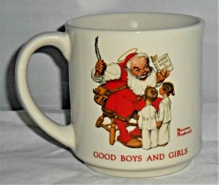 Vintage Hallmark Norman Rockwell Christmas Santa Mug " Good Boys And Girls "