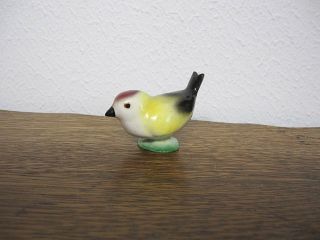 Vintage Hand - Painted Porcelain Bisque Finch Bird Figurine