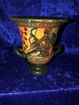 Black Vase With Gorgeous Ancient Mythology Design Fabulous Piece