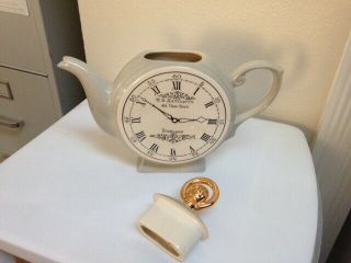 Swineside Ceramics Teapot with lid - Large Clock/Pocket Watch Design - grey 3