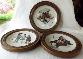 Set Of 3 Gorham Norman Rockwell Limited Edition Plates W/ Frames