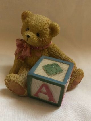 Enesco Teddy Bear 1995 Priscilla Hillman Bear With Letter Block " A " 158488a 2”