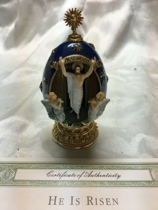 The Franklin House Of Faberge " He Is Risen " Porcelain Egg