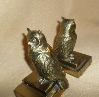 Vintage Owl Bookends Door Stop Figurine Brass Bronze Cast Metal on History Books 2