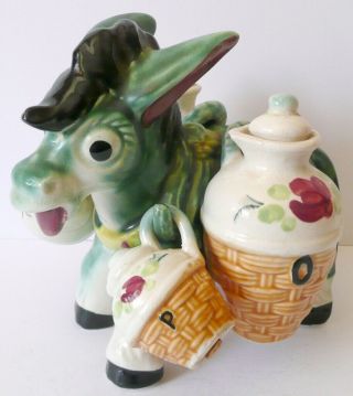 Vintage Victoria Ceramics Donkey Salt And Pepper Shaker Oil Vinegar Jug
