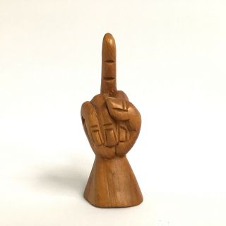Vintage Carved Wood Middle Finger Hand Flip Flipping Bird Sculpture Figurine