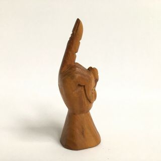 Vintage Carved Wood Middle Finger Hand Flip Flipping Bird Sculpture Figurine 5
