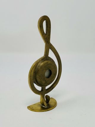 Vintage Brass musical treble clef shape Desk Clock Music Teacher Student 3