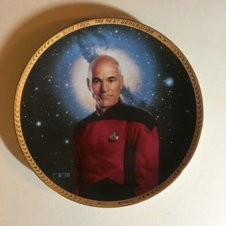 Star Trek The Next Generation Captain Jean - Luc Picard Collector Plate Gold Rim