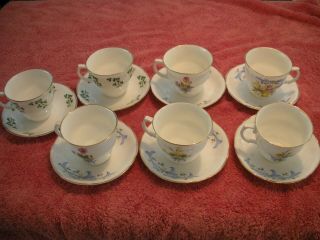 Vintage Bone China Tea Cups - Set Of Seven